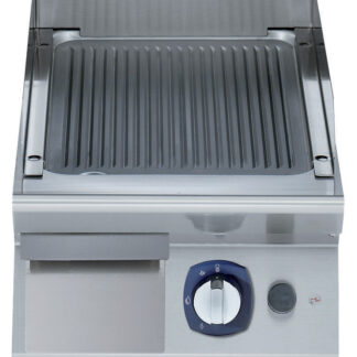 BAKPLAAT, 1 ZONE, GERIBD, GEBORSTELD CHROOM, 400 MM, TOPMODEL, GAS