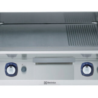 BAKPLAAT, 2 ZONES, GLAD-GERIBD, GEBORSTELD CHROOM, 800 MM, TOPMODEL, GAS