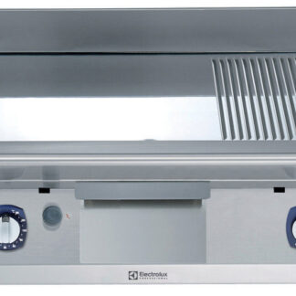 BAKPLAAT, 2 ZONES, GLAD-GERIBD, GEPOLIJST CHROOM, 800 MM, TOPMODEL, GAS