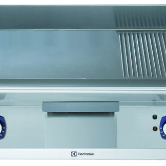 BAKPLAAT, 2 ZONES, GLAD-GERIBD, GEBORSTELD CHROOM,  800 MM, TOPMODEL, ELEKTRISCH