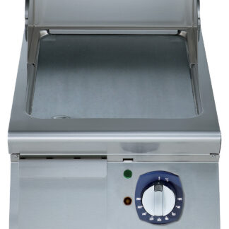 BAKPLAAT, 1 ZONE, GLAD, GEBORSTELD CHROOM, HORIZONTAAL, 400 MM, TOPMODEL, ELEKTRISCH