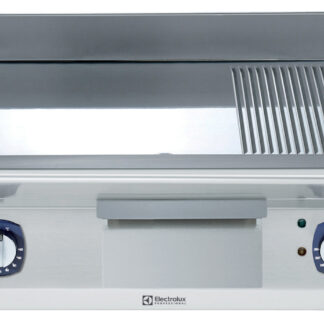 BAKPLAAT, 2 ZONES, GLAD-GERIBD, GEPOLIJST CHROOM, 800 MM, TOPMODEL, ELEKTRISCH